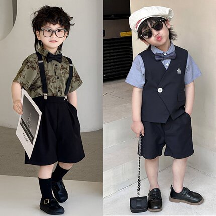 花童西装套装男童男宝小少爷礼服男孩生日西服儿童王子服装英伦风