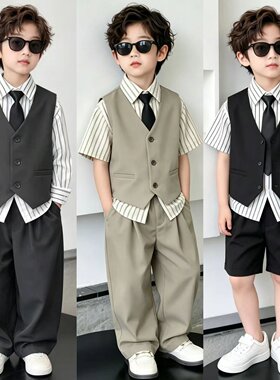男童西装套装夏季十岁生日男孩衣服幼儿园儿童主持人小礼服男生10