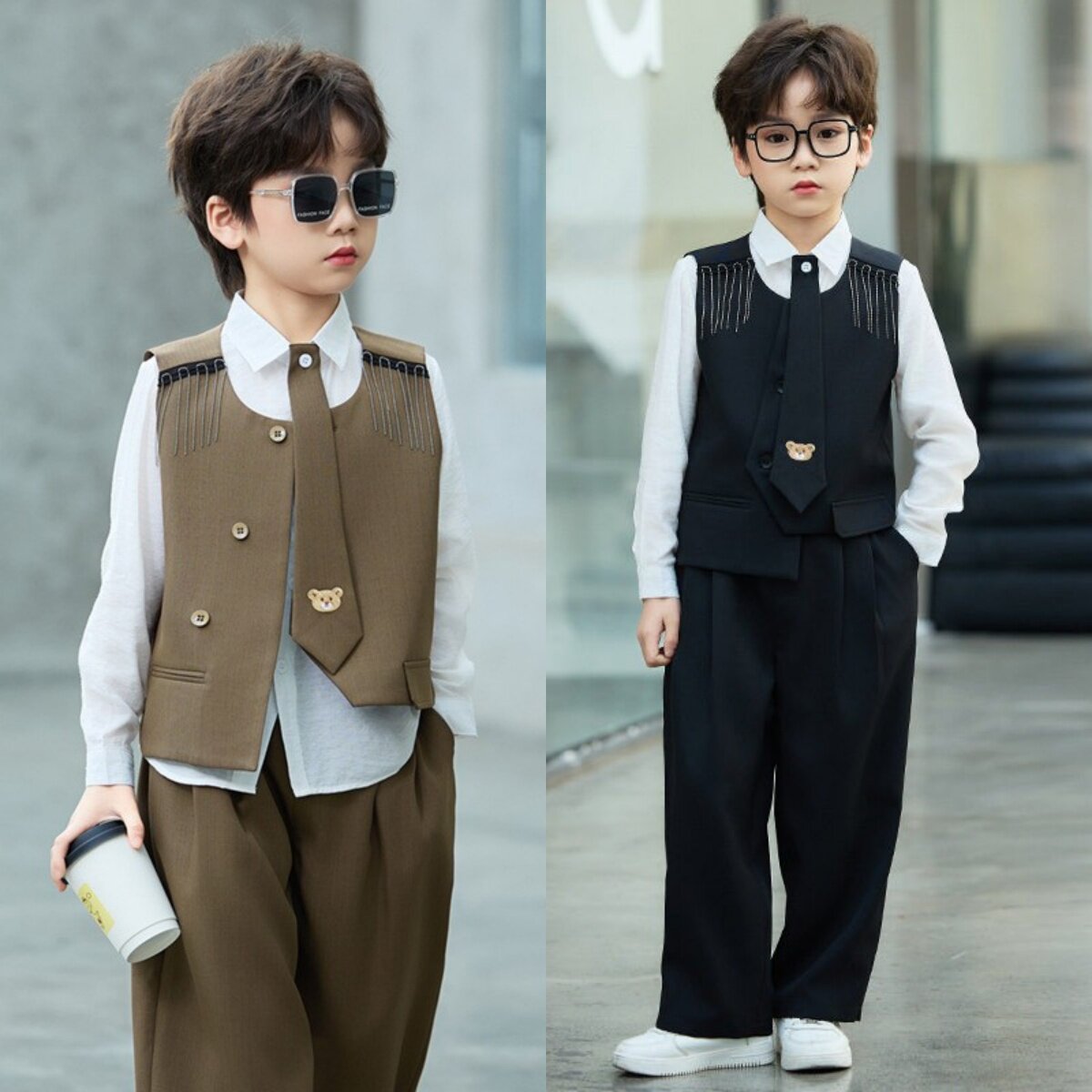 男童潮帅气时髦套装小西服痞帅儿童休闲西装幼儿园毕业礼服演出服