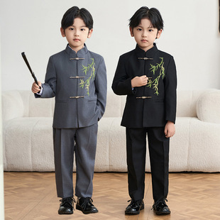 三岁男童主持人服装儿童新中式男孩中山装2025新款国风西装演出服