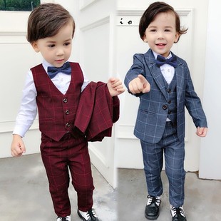 男宝宝礼服套装帅气一周岁生日衣服男童加绒西服儿童小西装男孩两