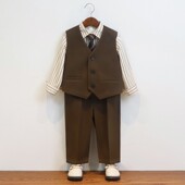 英伦风 儿童春季 男宝西服套装 小少爷男孩礼服周岁男童马甲生日西装