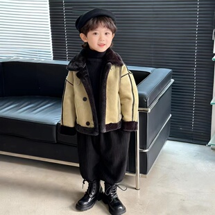 男童皮毛一体外套2025新款冬装儿童超好看男宝宝洋气时髦加厚小童