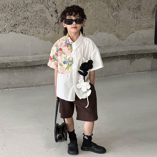 男童复古港风穿搭儿童服装80年代怀旧走秀潮服男孩2025新款演出服