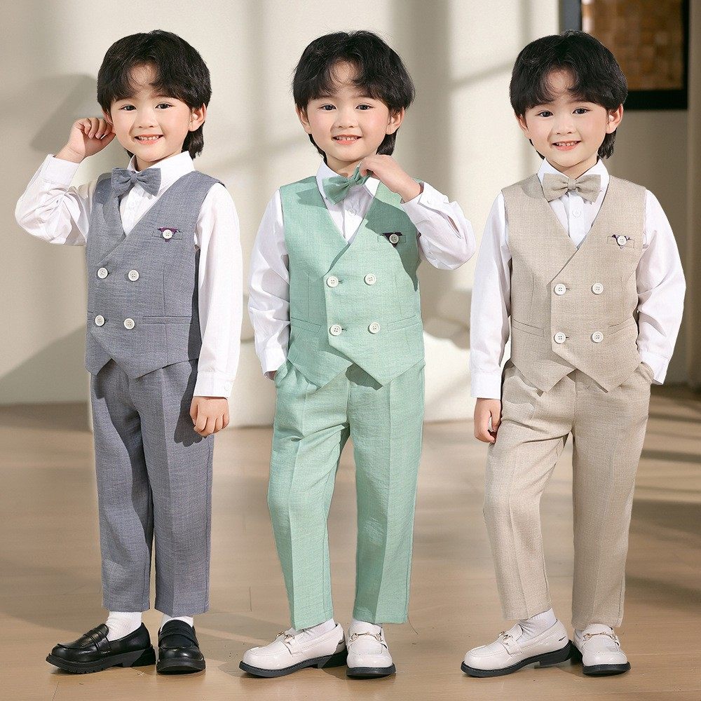 花童小西装男孩高级感礼服男宝宝生日宴周岁西服儿童参加婚礼穿搭图片