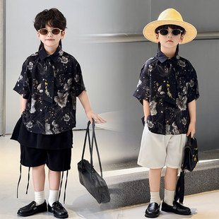 男童8090年代复古主题服装幼儿园港风穿搭儿童模特走秀潮服演出服