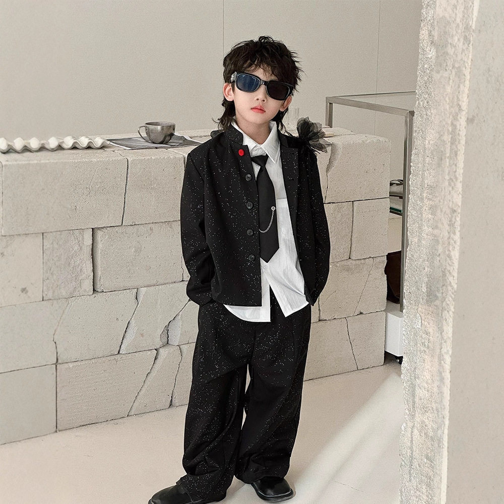 男童西装套装潮帅气时髦亮片儿童2026小少爷西服痞帅男孩演出礼服