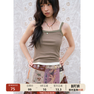 00新品 蕾丝花边短款 无袖 吊带背心女外穿修身 上衣春季