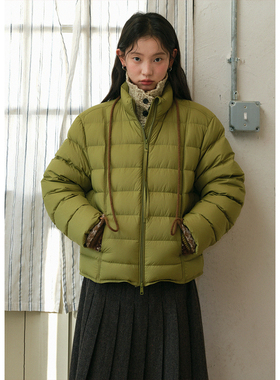 BLUEerror 云感泡芙立领保暖排骨羽绒服女短款拉链轻薄内胆外套冬