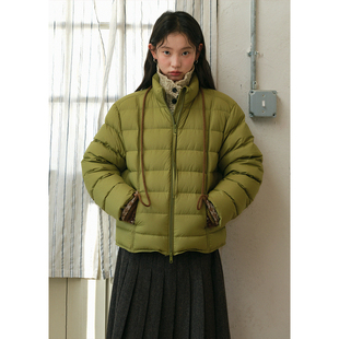 BLUEerror 拉链轻薄内胆外套冬 云感泡芙立领保暖排骨羽绒服女短款
