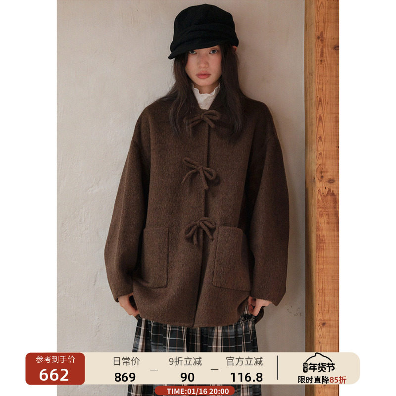 【1/16 20:00新品】立领蝴蝶结双面呢长款毛呢外套女呢子大衣冬季,女装/女士精品,毛呢外套,淘宝优惠券,粉丝福利购,淘宝优惠卷