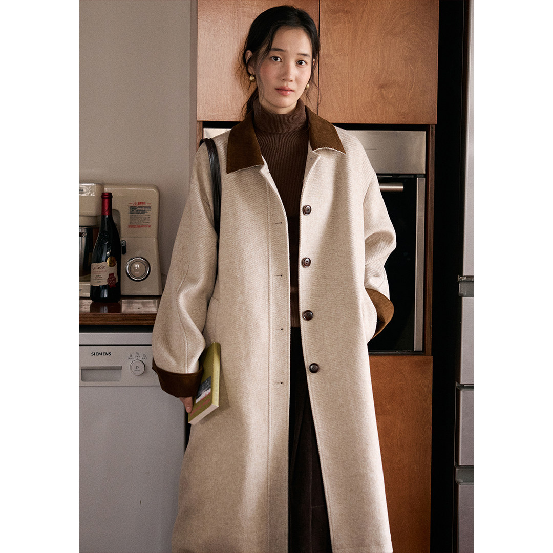 BLUEerror 法式翻领灰色长款毛呢外套女羊毛加厚保暖呢子大衣秋冬,女装/女士精品,毛呢外套,淘宝优惠券,粉丝福利购,淘宝优惠卷