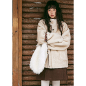 BLUEerror 皮毛一体环保毛毛短款 皮草女宽松毛茸茸软糯毛绒外套冬