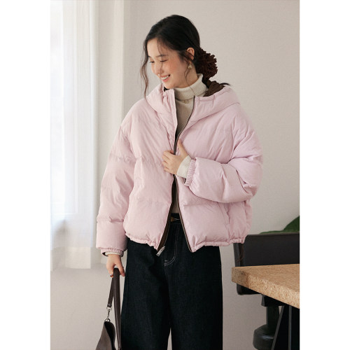 正反两穿连帽短款羽绒服