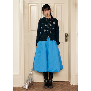 裙子 a字伞裙冬季 BLUEerror 高腰黑色夹棉加厚保暖半身裙女中长款