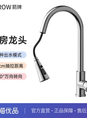 箭牌卫浴抽拉式厨房水龙头家用洗碗洗菜盆冷热AE45150SS