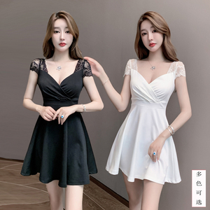 夜场上班衣服女性感大码桑拿按摩足浴技师工作服性感夜总店连衣裙