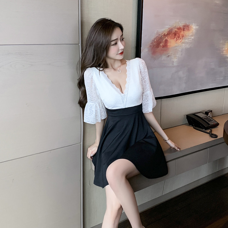 夜店女装遮肚显瘦连衣裙洗浴按摩足疗技师工作服夜总店公主服