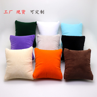 高档手表枕头手链展示小枕包墨绿橙色棕紫灰米黄珠粒绒长毛绒定制