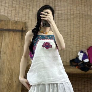吊带小背心 夏季 民族风棉麻刺绣小吊带新款 文艺复古大码 女内搭小衫