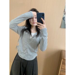 套头女假两件连帽上衣女2026秋季新款宽松卫衣长袖打底衫运动风潮