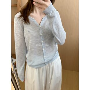 此外 防晒冰麻透气薄款开衫女2026夏季新款纯色短款空调服外套潮