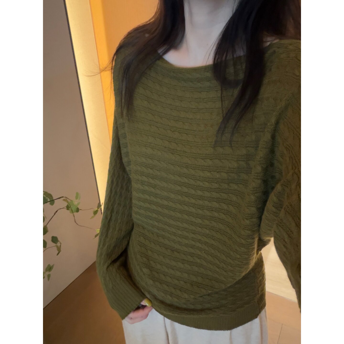 一字肩蝙蝠袖针织衫长袖休闲风套头简约休闲宽松型女装慵懒显瘦图片