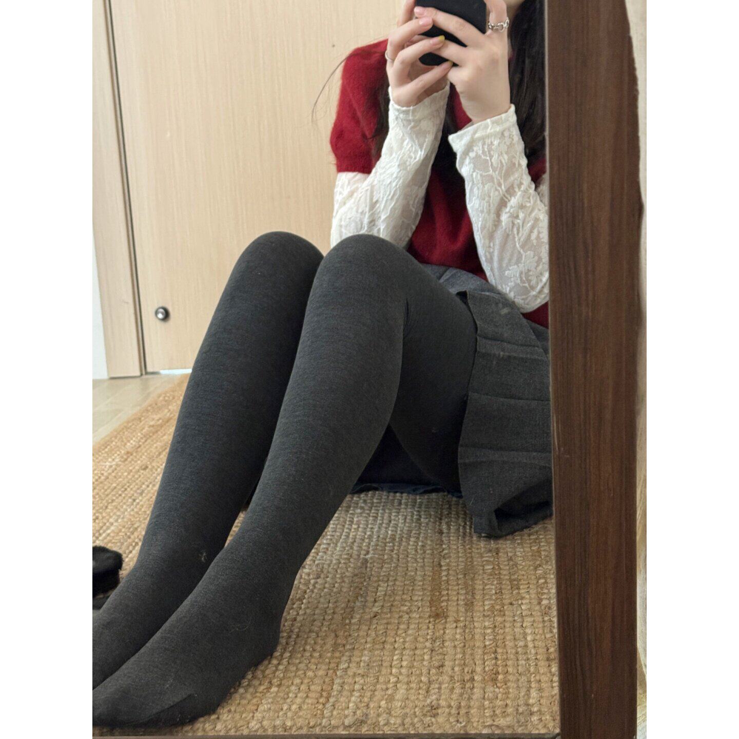 秋冬季高弹简约显瘦居家女士打底袜连脚袜常规女款光腿紧身丝袜