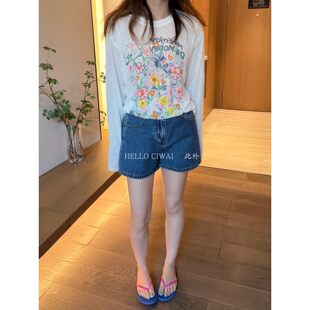 此外 圆领印花长袖防晒T恤女2026夏季新款透气薄款打底衫凉快上衣