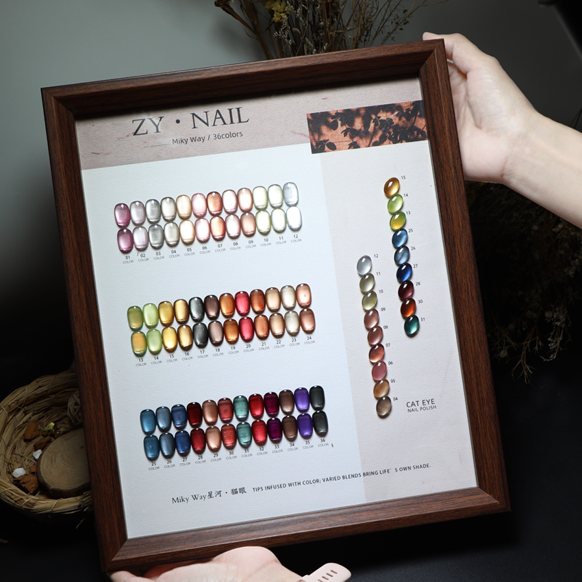 2025秋冬新款猫眼指甲油胶玻璃珠套装36色瓶装网红流行美甲店专用