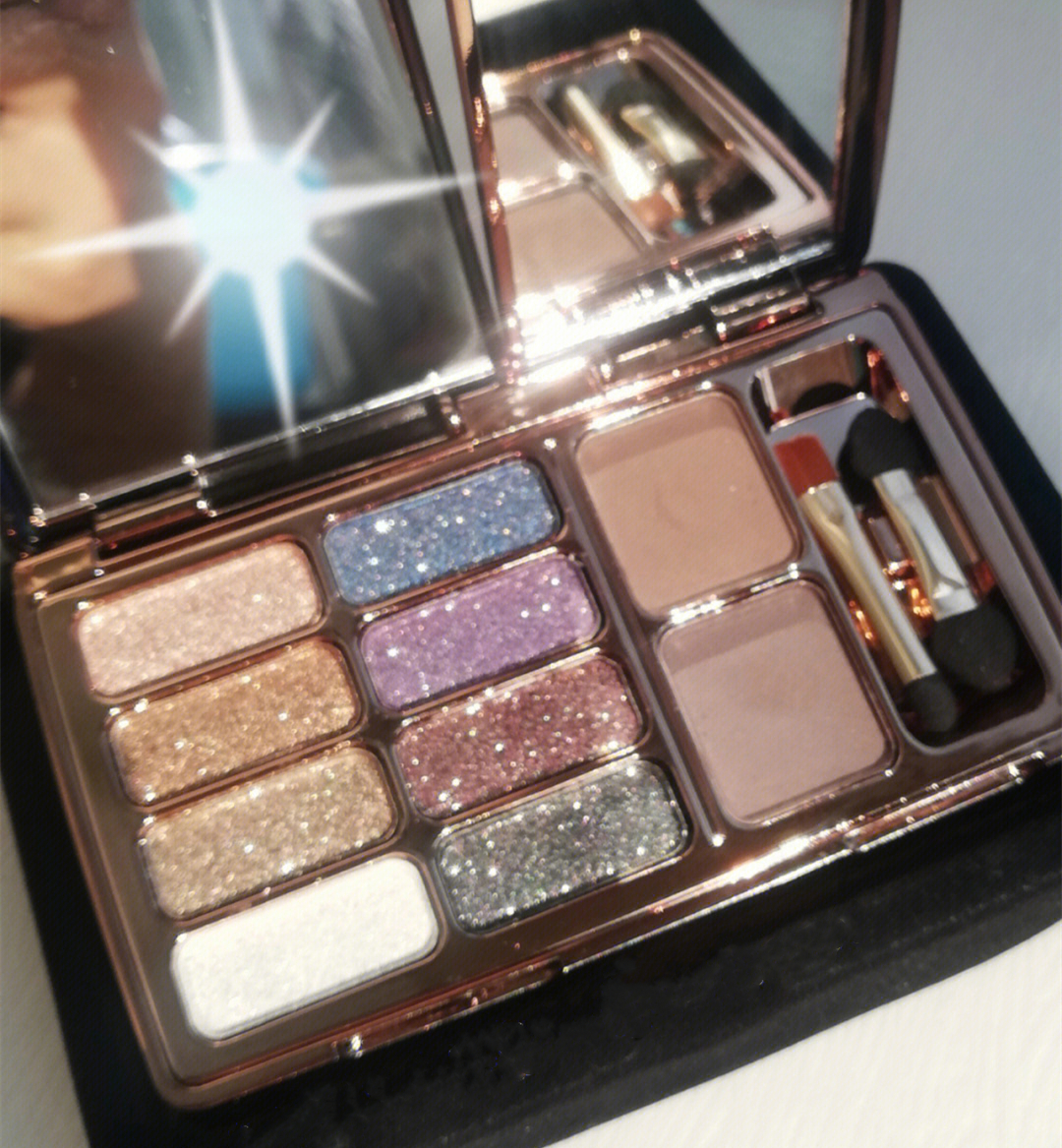 甜酷烟熏碎钻爆闪!亮片眼影盘2022新款旗舰店三色眼影亮闪片提亮