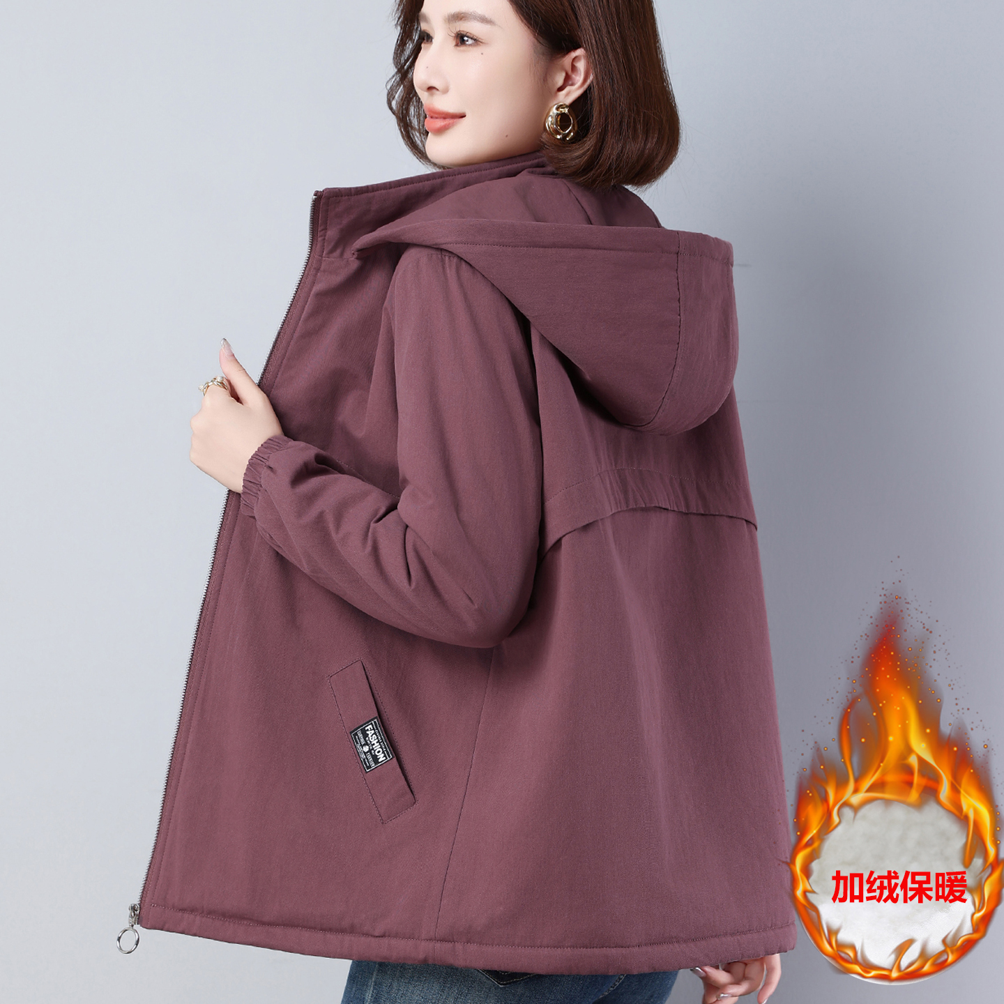 大码棉服秋冬新款加绒外套女棉衣