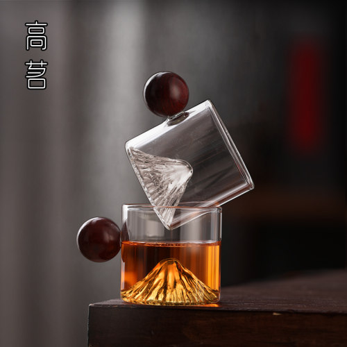 高茗日式玻璃茶杯带把观山杯品杯