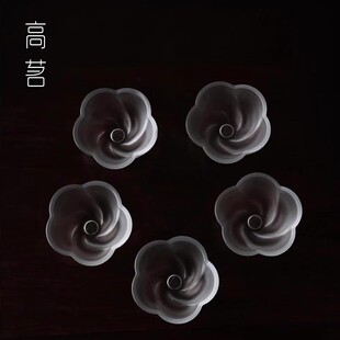 玻璃小茶杯品茗杯喝茶杯子女神杯日式花朵创意待客人杯女生高颜值