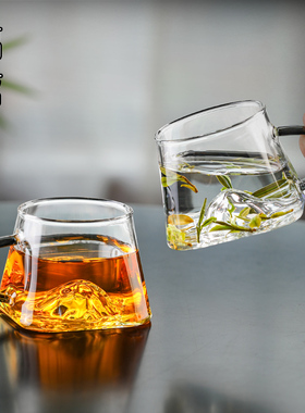 玻璃小茶杯带把品茗杯单只待客茶杯客人杯喝普洱茶创意小杯子精致