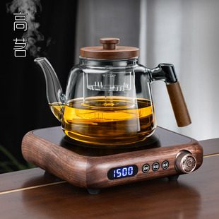 玻璃煮茶壶胡桃木把电陶炉花茶壶2025新款 高端煮茶炉大功率1500w