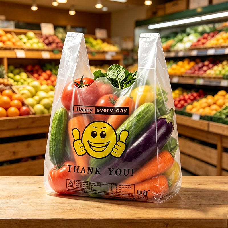 透明笑脸手提塑料袋子背心食品袋方便超市购物外卖打包袋定做批发