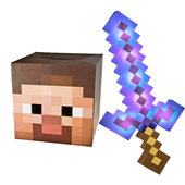 我 世界周边武器变色玩具钻石剑发光声模型剑附魔紫剑史蒂夫头套