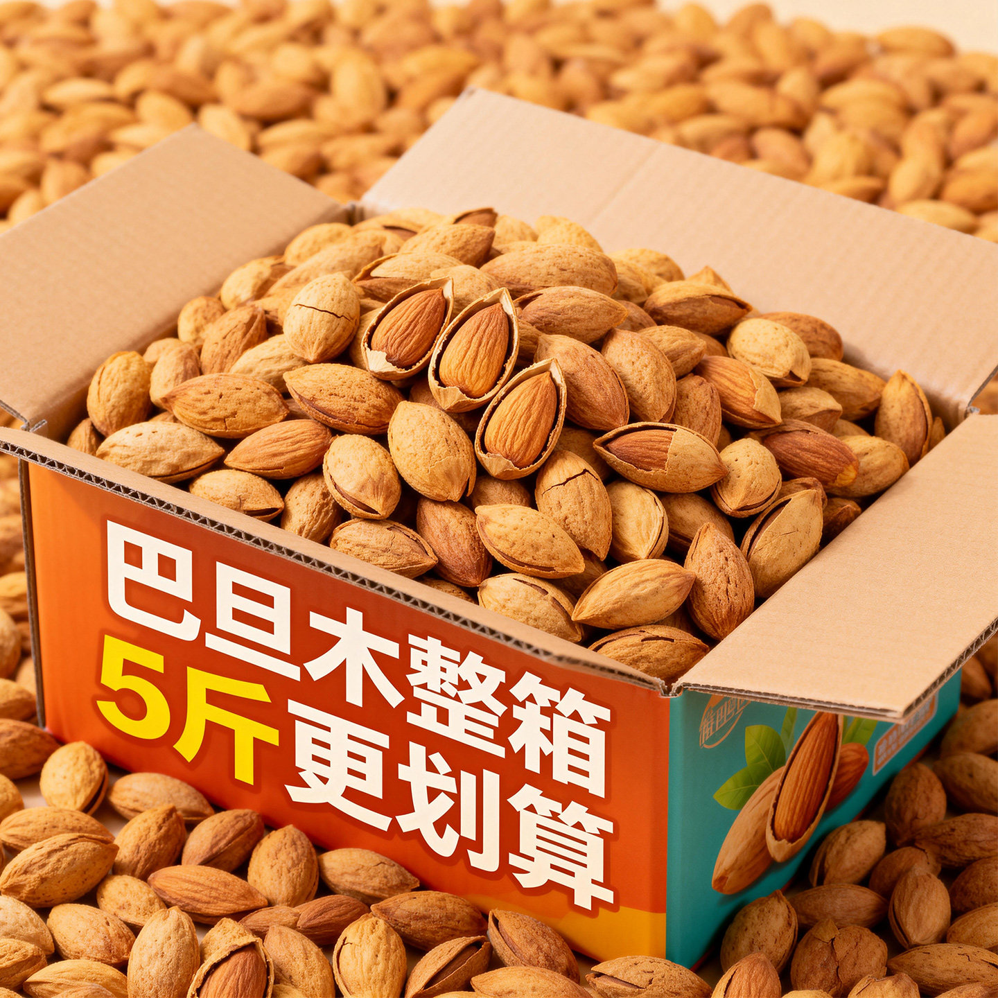 新货巴旦木坚果官方旗舰店美国大杏仁巴达木巴坦5斤散装批发薄壳