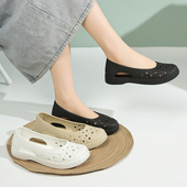 套脚洞洞沙滩鞋 女镂空透气软底妈妈雨鞋 防水凉鞋 进口越南乳胶单鞋