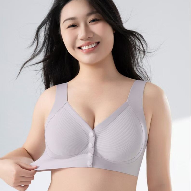固定杯前开扣1603大胸显小全罩哺乳期背心无钢圈无痕女士内衣文胸