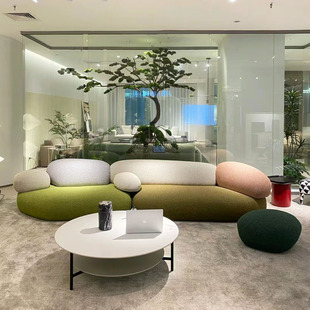 模块组合布艺鹅卵石沙发 网红款 意式 极简异形创意客厅奶油风沙发