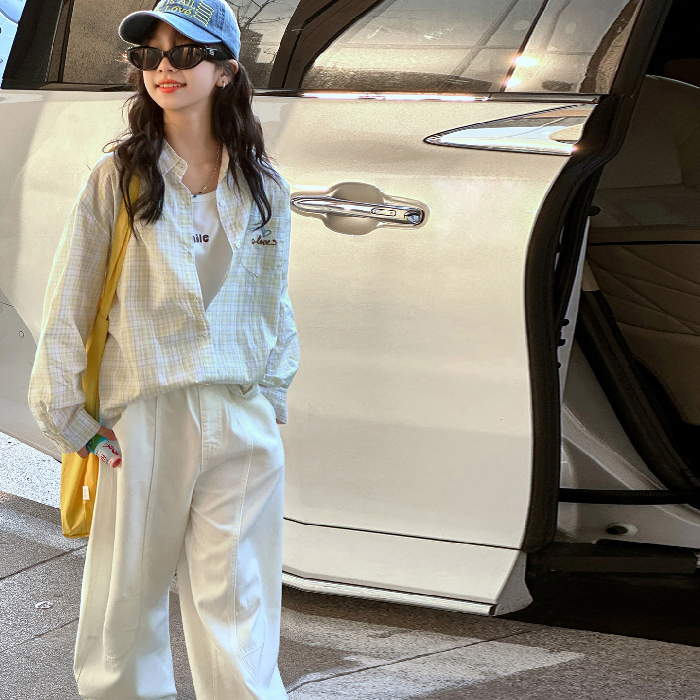 韩系女童格子衬衫2026春秋装新款儿童裤子两件套大童女孩时髦衣服