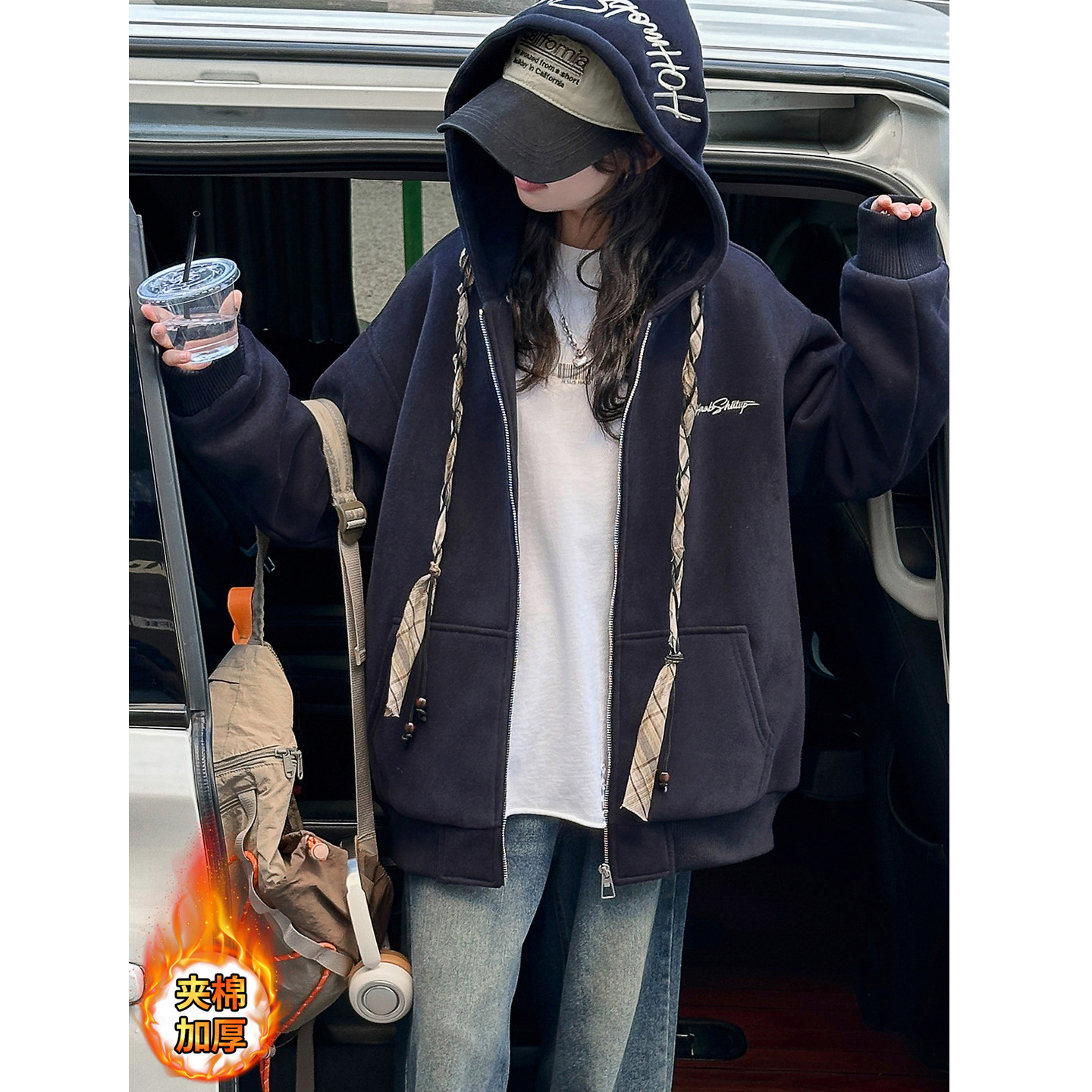 女童外套秋冬装2026新款夹棉加厚