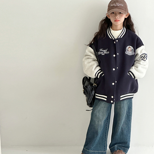 果儿kids韩系女童夹棉外套儿童加厚棒球服冬装2025新款大童巨好看