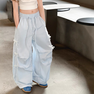 蝴蝶结女童工装裤儿童休闲裤夏装2026新款洋气中大童女孩夏季裤子