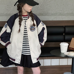学院风女童外套儿童棒球服2026春装新款韩大童女孩夹克衫上衣洋气