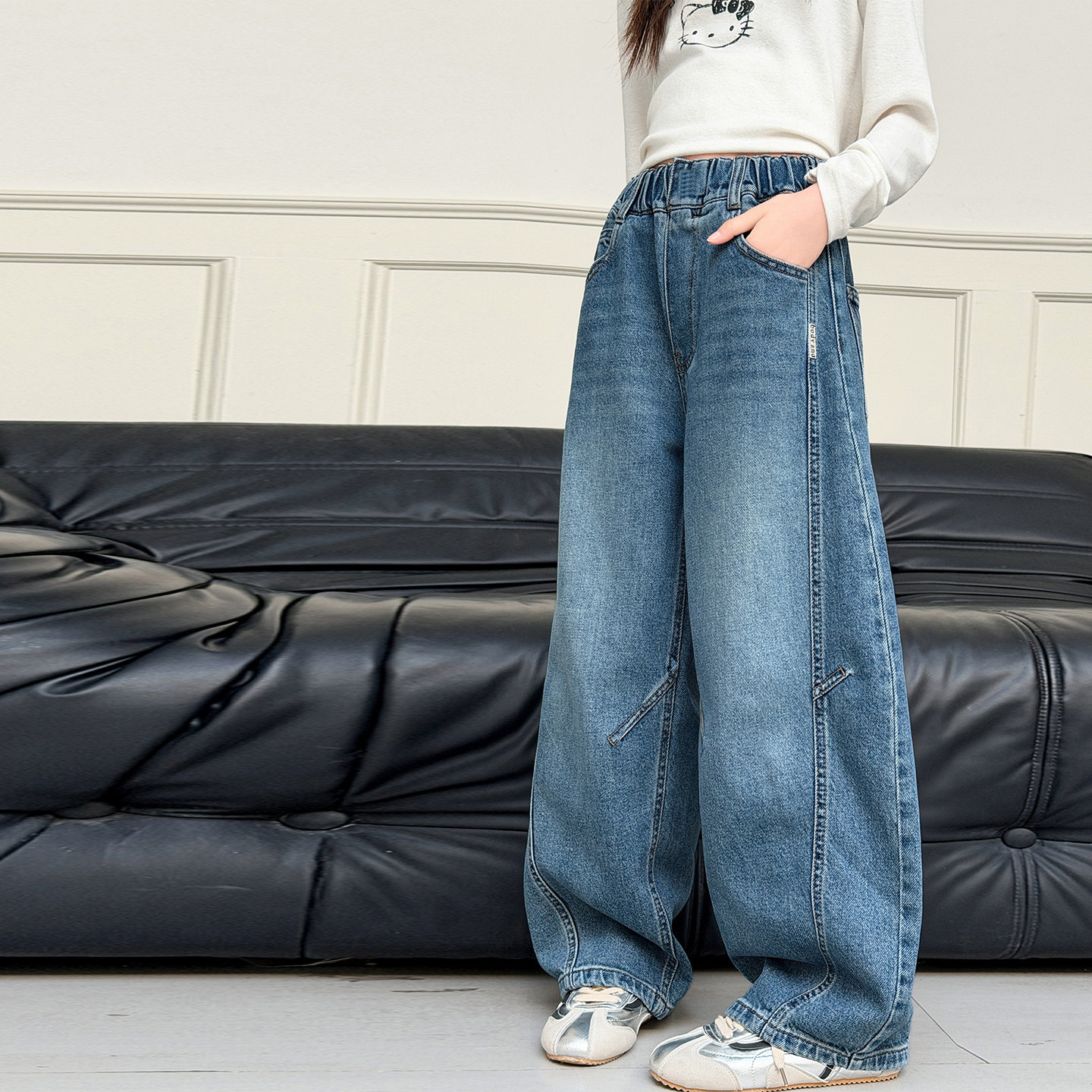 童装女童牛仔裤儿童弯刀休闲裤2026春秋新款长裤大童女孩春装裤子