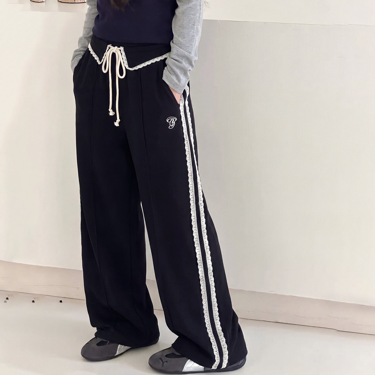 蕾丝边女童秋装休闲裤儿童裤子