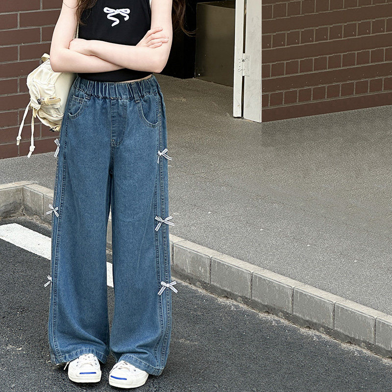 女童牛仔裤春秋夏装薄款2025新款儿童休闲裤子女大童直筒牛仔裤潮